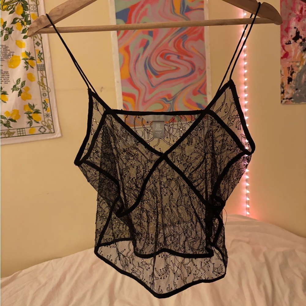 H&M Black Floral Lace Top